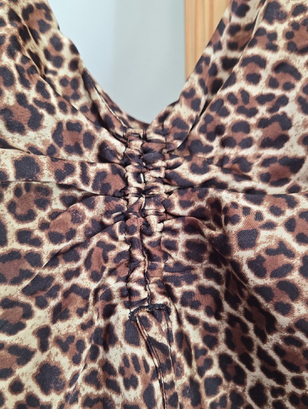 Leopard Print Slip Dress - Brown/Cream Satin Lg Evening Date Rock Goth - Picture 3 of 8
